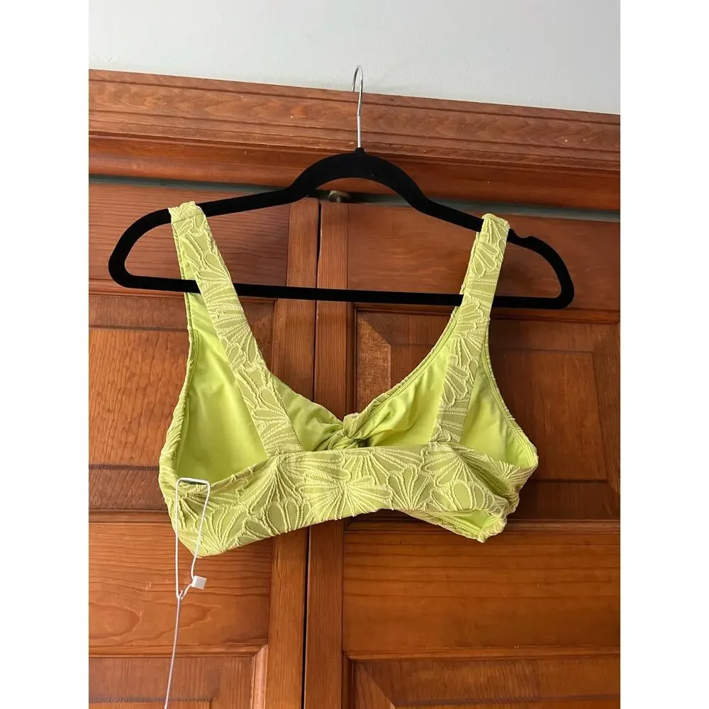 NWT Andie Women's The Portofino Bikini Swim Top Floral Daiquiri Textured Green S